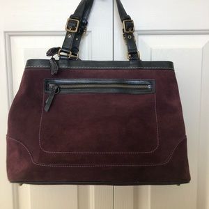 Vintage Coach Burgandy Suede Tote